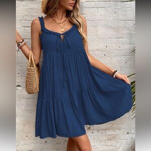 Navy Blue Sleeveless Summer Dress